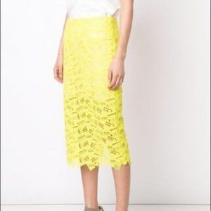 Veronica Beard chartreuse lace midi skirt Size 8